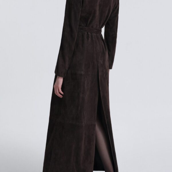 Nour Hammour Coats Color | Vesper Sleek Suede Coat luxury leather Coats from Coveti