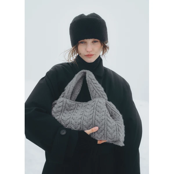Polene Numéro Neuf Large Edition Merino Stone Bag, view 3