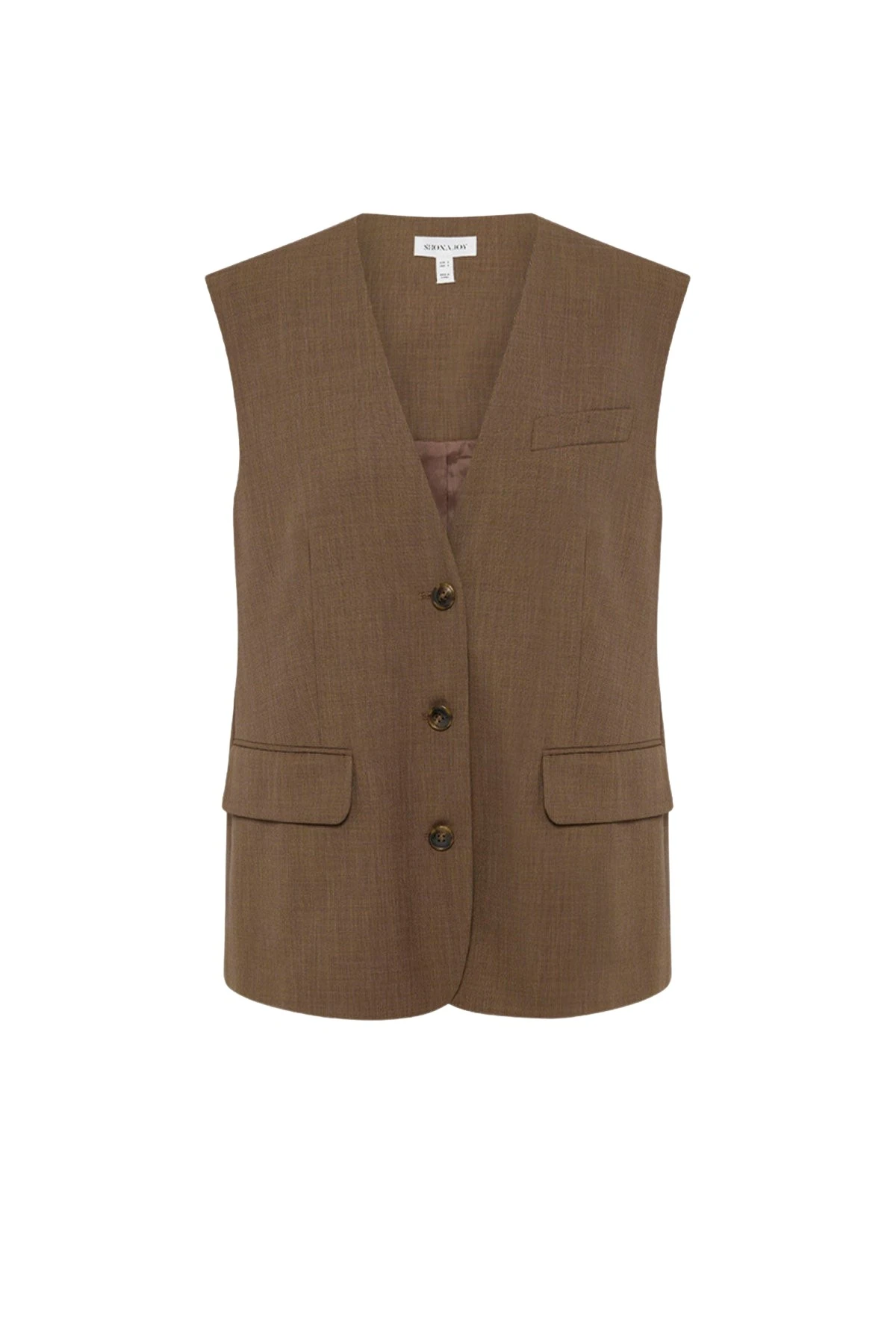 Shona-Joy-Asher-Sleeveless-Blazer-2025-coveti19046_nobg Shona Joy Brown Jackets luxury Clothing from Coveti Marketplace