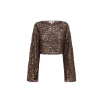 Shona Joy Brown Tops luxury Clothing from Coveti Marketplace