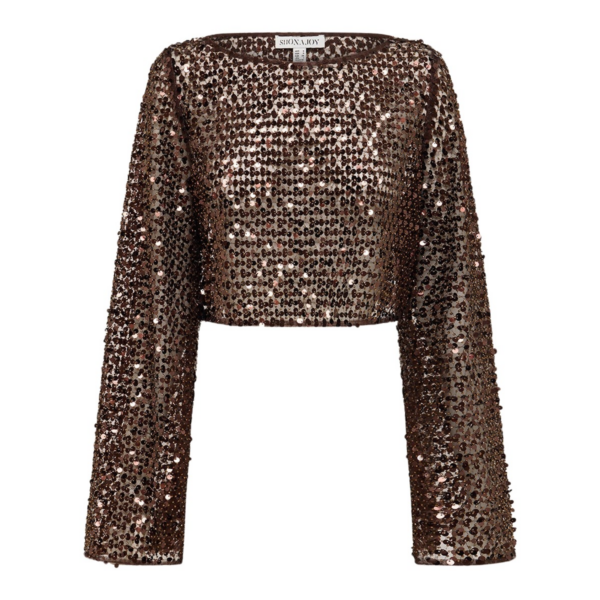 Shona Joy Brown Tops luxury Clothing from Coveti Marketplace