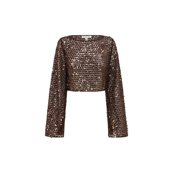 Shona Joy Brown Tops luxury Clothing from Coveti Marketplace