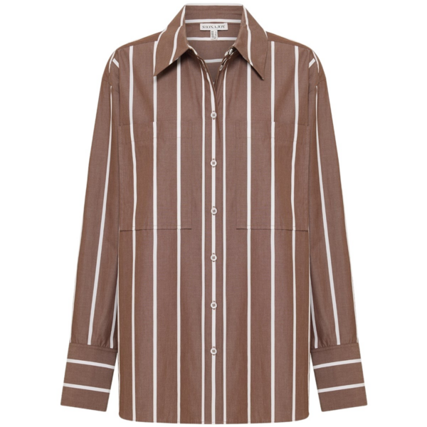 Shona Joy Brown Tops luxury Clothing from Coveti Marketplace