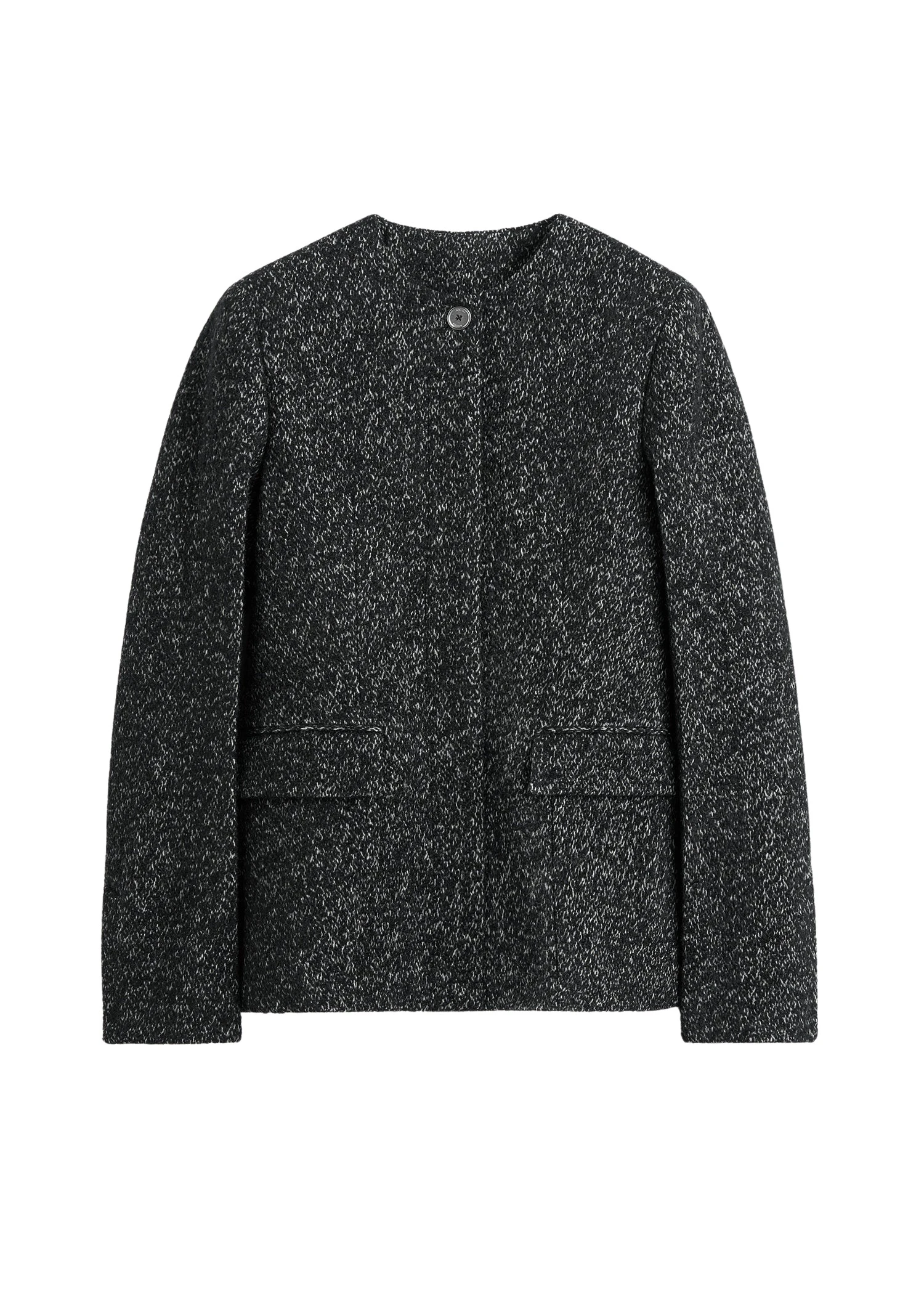 Toteme-Collarless-Cinched-Jacket-BlackWhite28005_nobg Toteme Jackets with minimalist design at Coveti