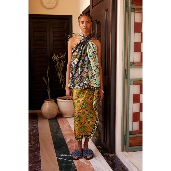 Alemais Cece Spliced Silk Top