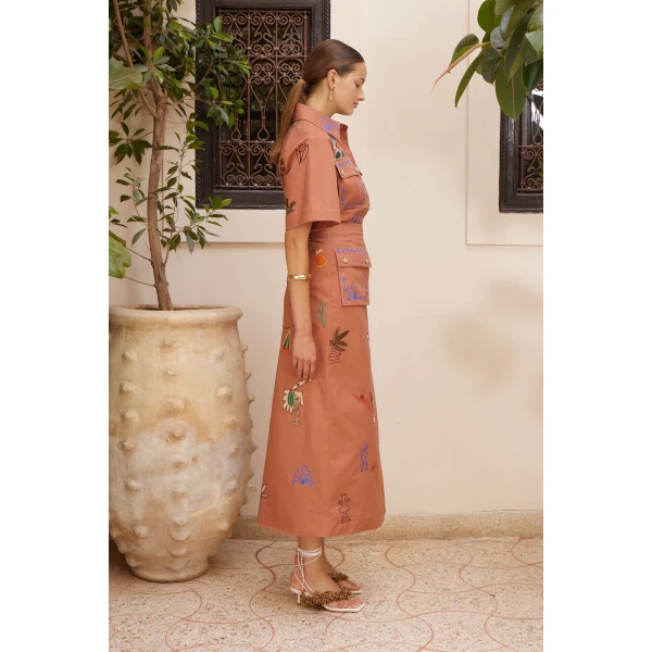 Alemais Dusty Embroidered Midi Skirt