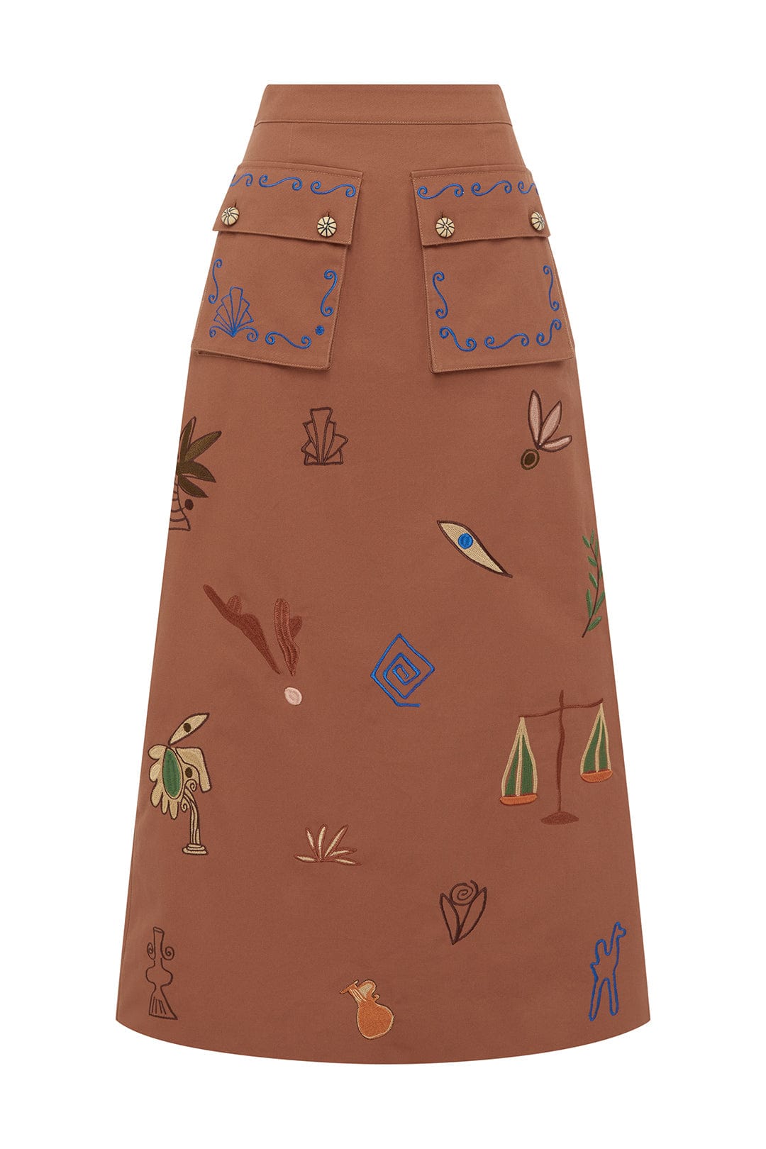 Alemais Dusty Embroidered Midi Skirt