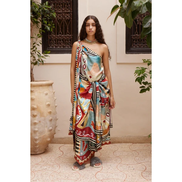Alemais Michelle Scarf Silk Midi Dress