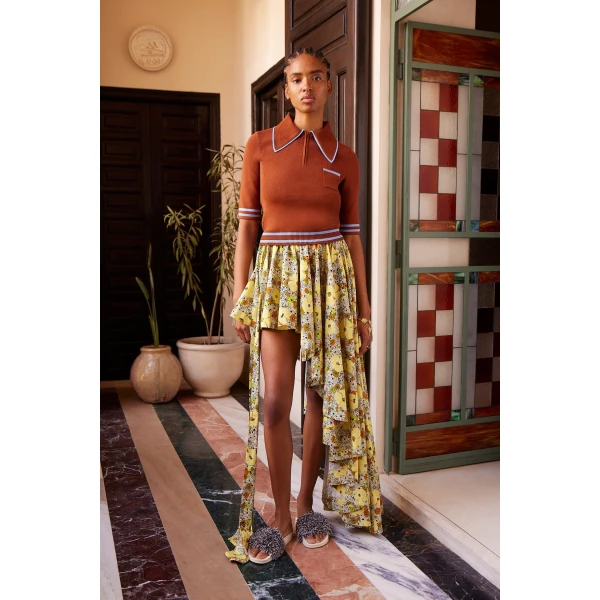 Alemais Noura Knit Polo Rust
