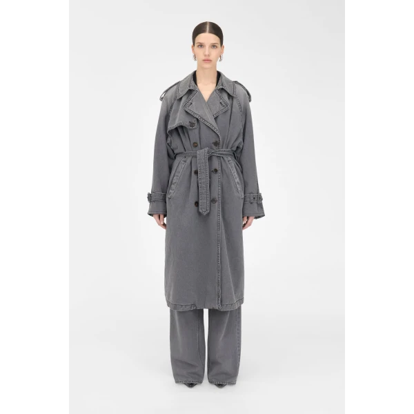 Alessandra Rich Denim Trench Coat, view 3