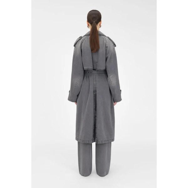 Alessandra Rich Denim Trench Coat, view 4