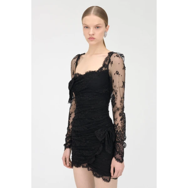 Alessandra Rich Lace Draped Mini Dress, view 5