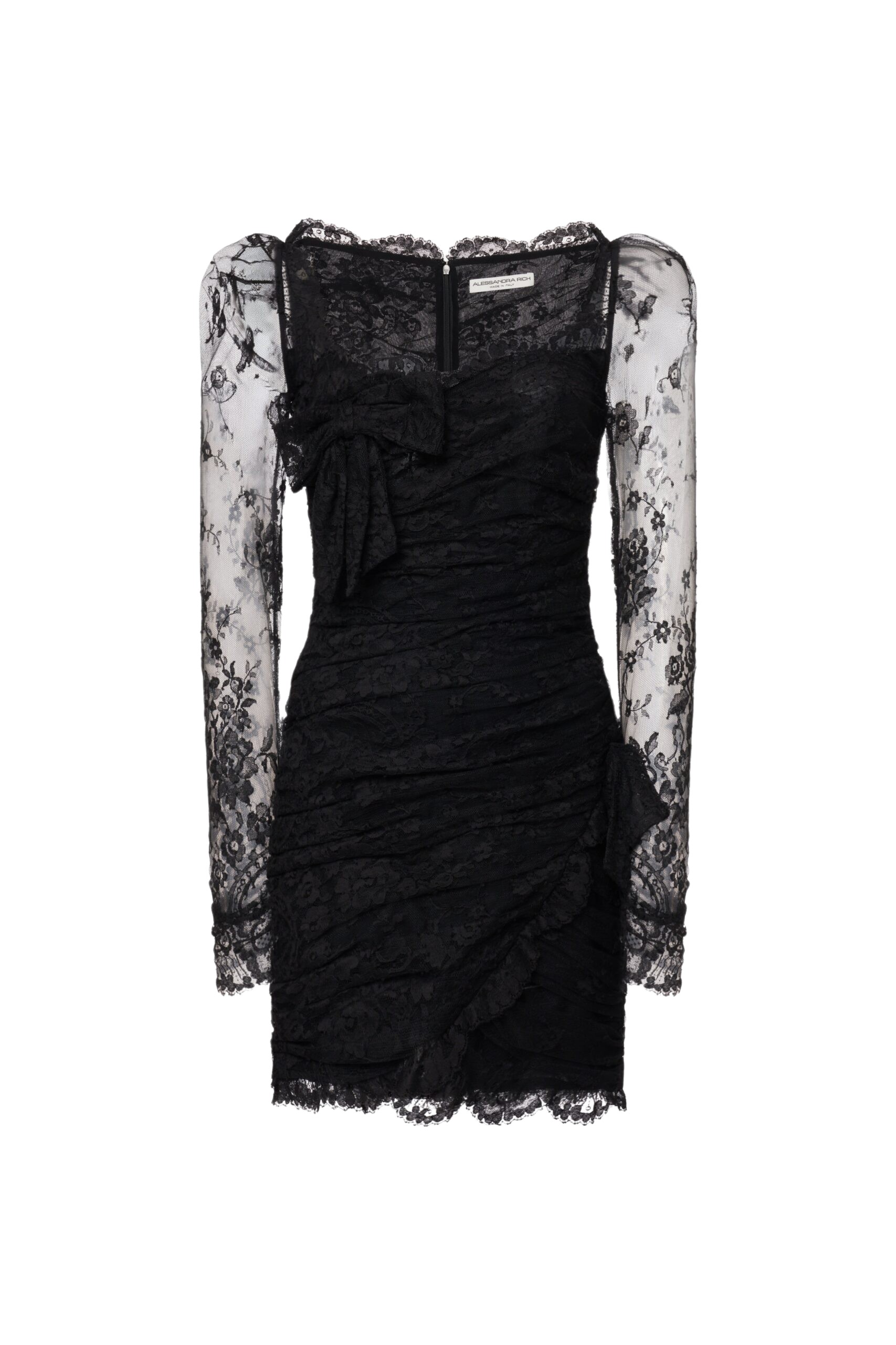 Alessandra Rich Lace Draped Mini Dress