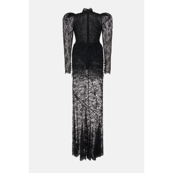 Alessandra Rich Lace Dress With Peplum, view 2