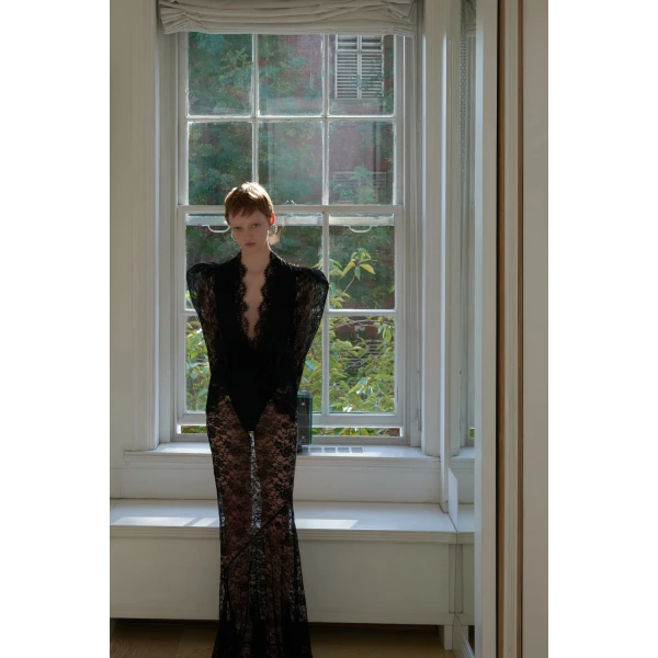 Alessandra Rich Lace Dress With Peplum, view 3