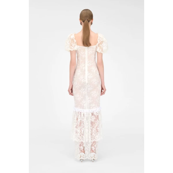 Alessandra Rich Lace Dress With Rose, view 4
