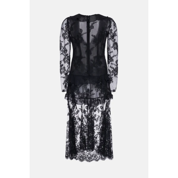 Alessandra Rich Lace Dress With Ruffles, view 2