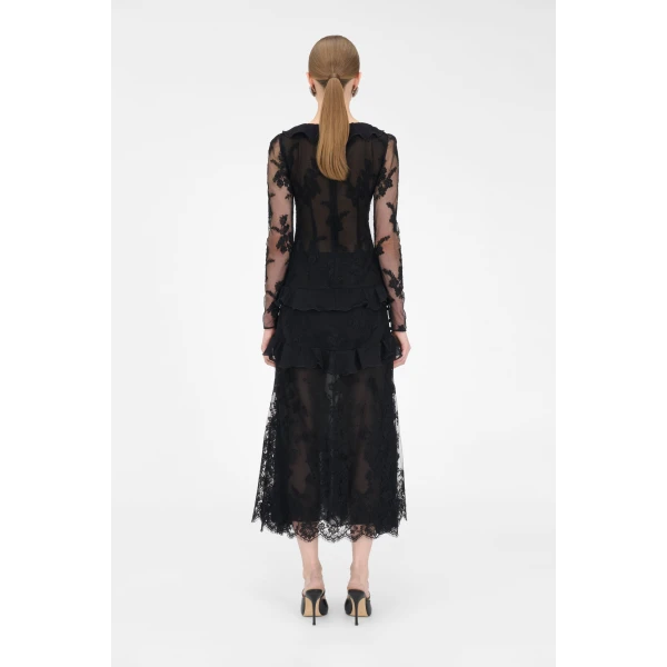 Alessandra Rich Lace Dress With Ruffles, view 4