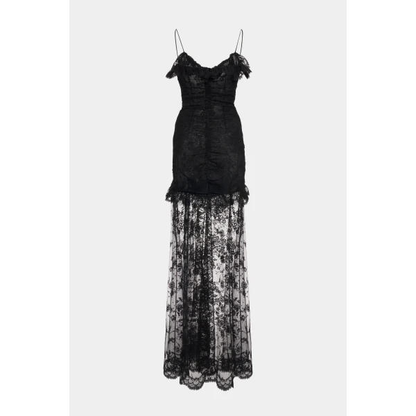 Alessandra Rich Lace Dress With Split, view 2