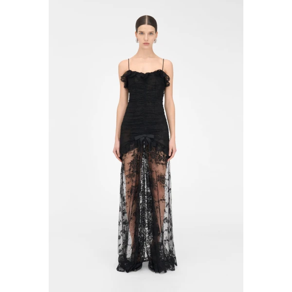Alessandra Rich Lace Dress With Split, view 3