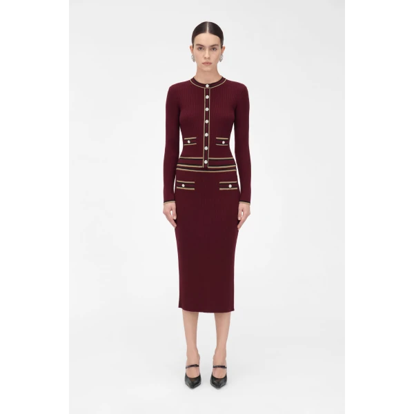 Alessandra Rich Merino Wool Midi Skirt, view 3