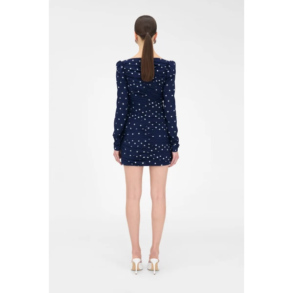 Alessandra Rich Polka Dot Draped Mini Dress, view 4