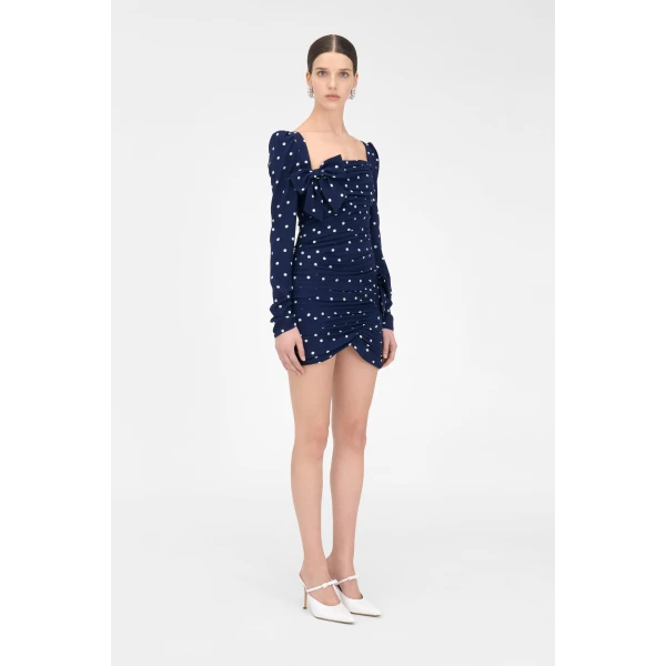Alessandra Rich Polka Dot Draped Mini Dress, view 5