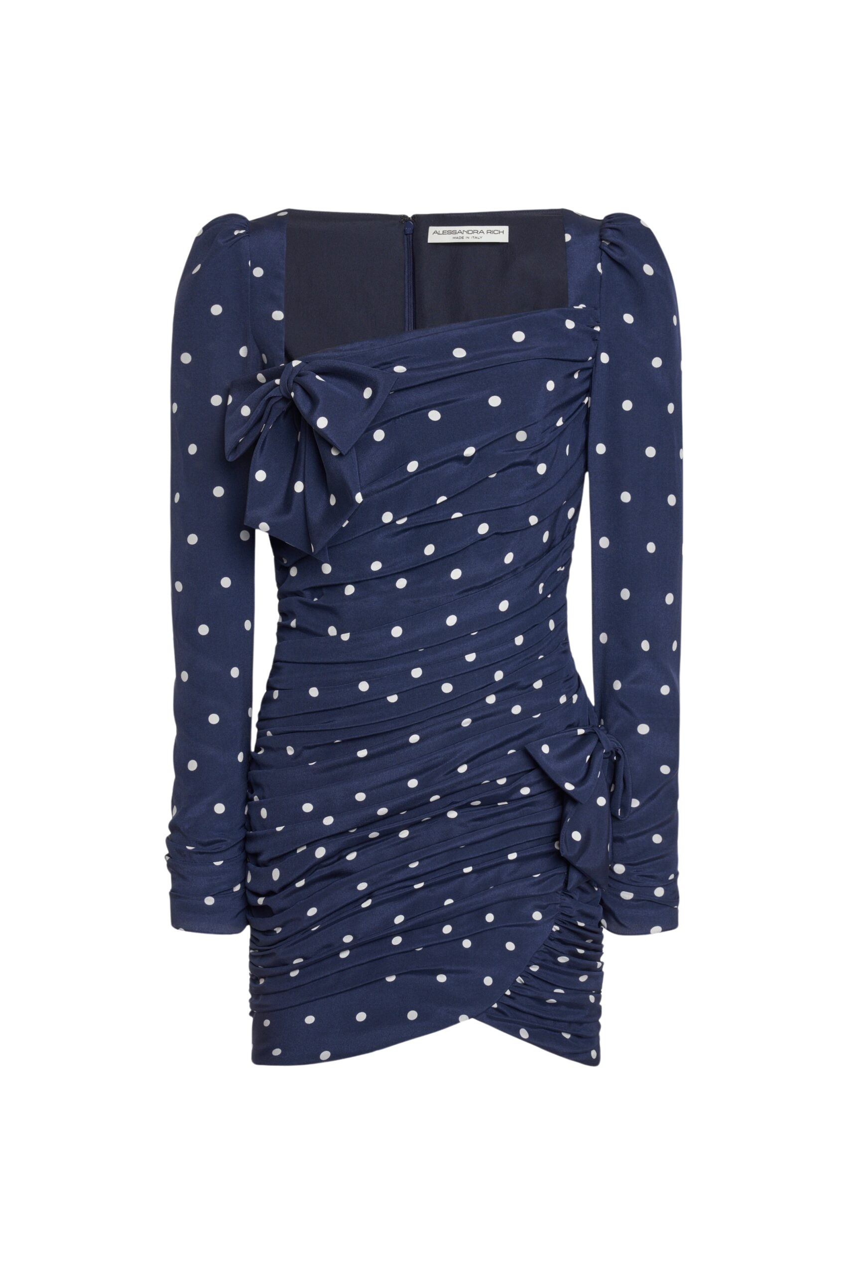 Alessandra Rich Polka Dot Draped Mini Dress