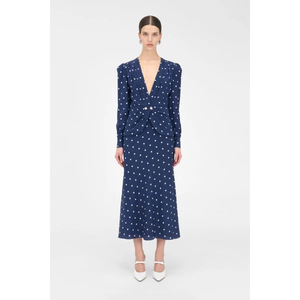 Alessandra Rich Polka Dot Dress With Jewel Buttons, view 3