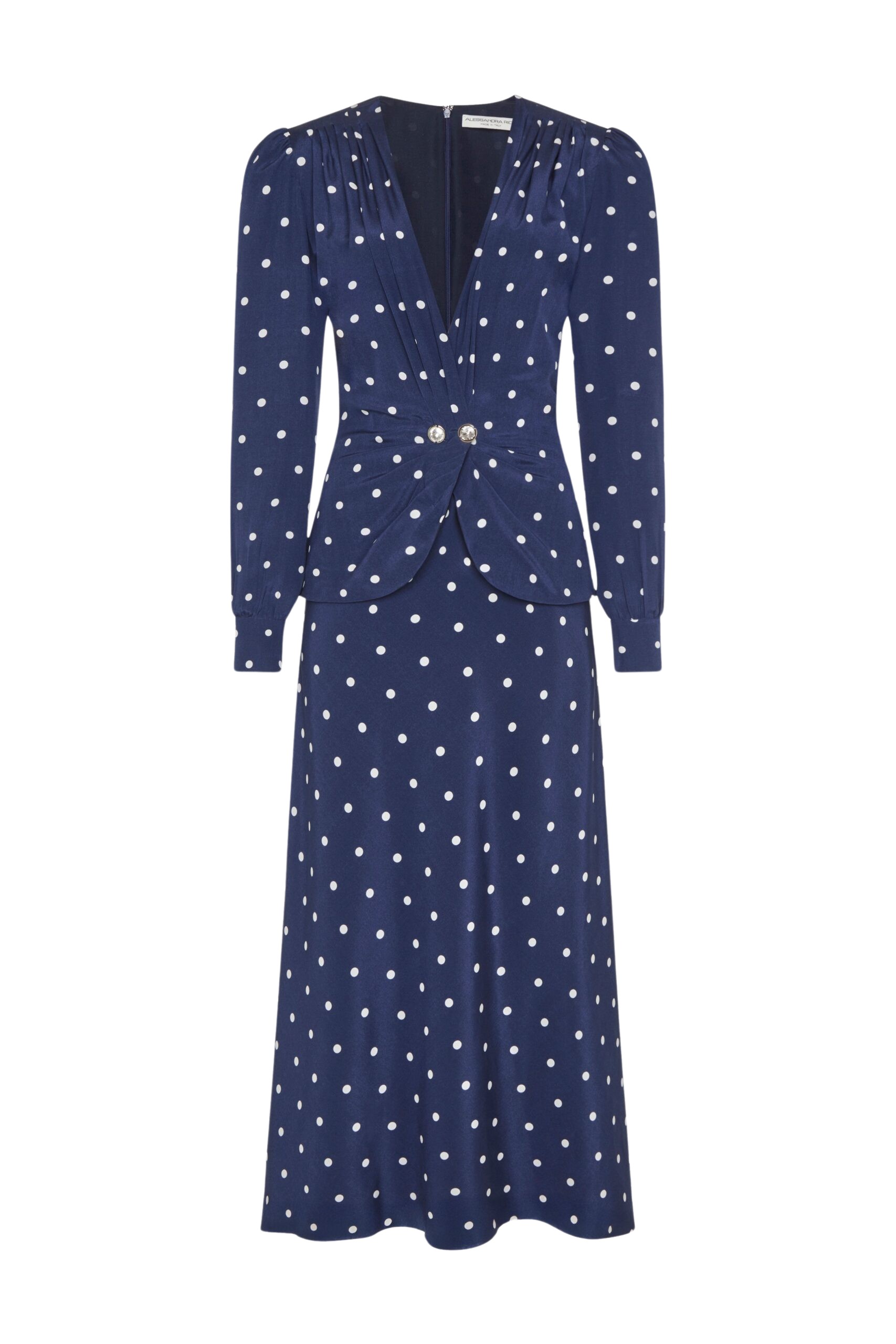 Alessandra Rich Polka Dot Dress With Jewel Buttons