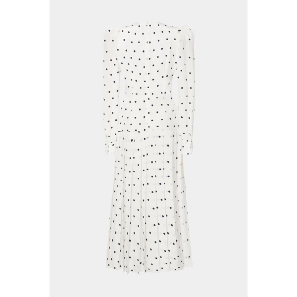 Alessandra Rich Polka Dot Dress With Pleated Skirt, view 2