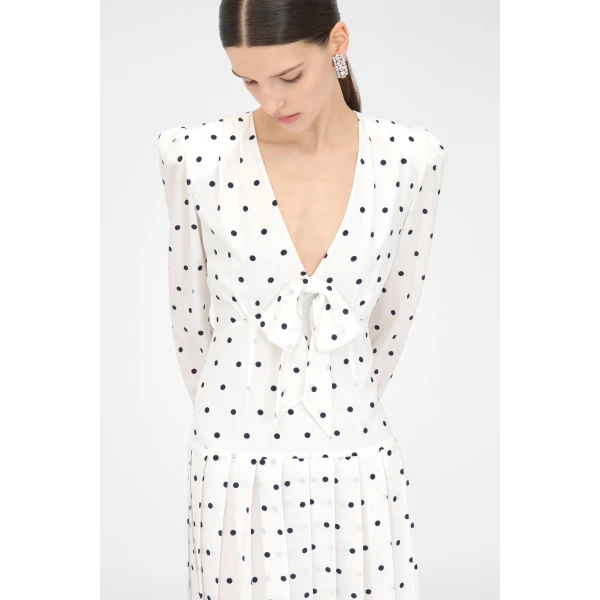 Alessandra Rich Polka Dot Dress With Pleated Skirt, view 5