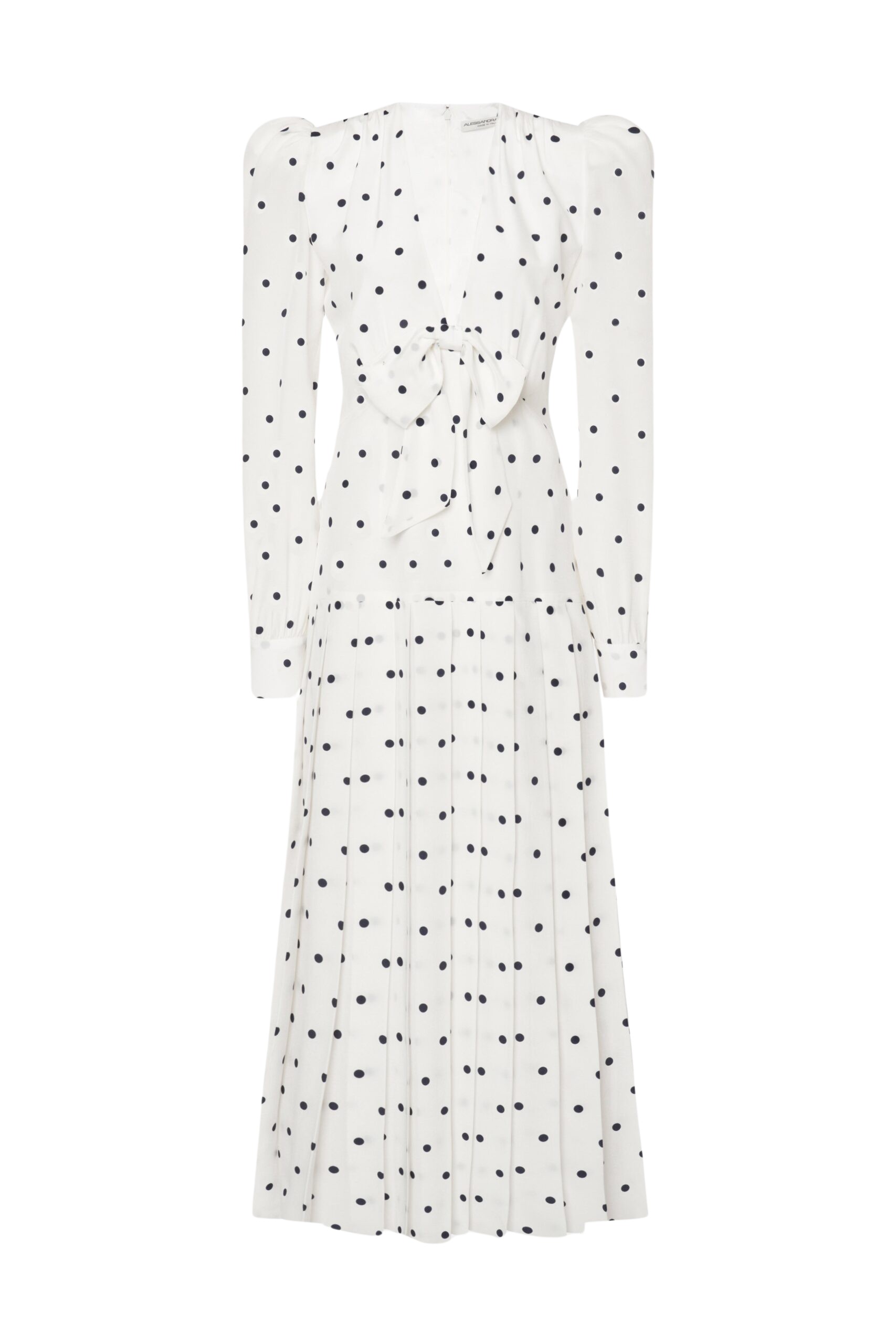 Alessandra Rich Polka Dot Dress With Pleated Skirt