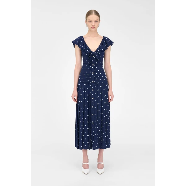 Alessandra Rich Polka Dot Dress With Ruffle, view 3