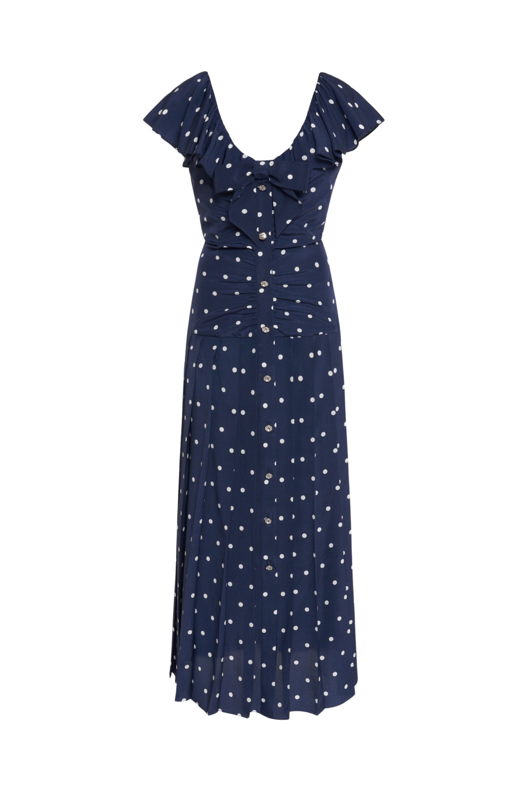 Alessandra Rich Polka Dot Dress With Ruffle