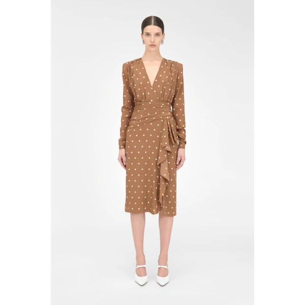 Alessandra Rich Polka Dot Dress With Volant, view 3