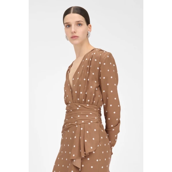 Alessandra Rich Polka Dot Dress With Volant, view 5