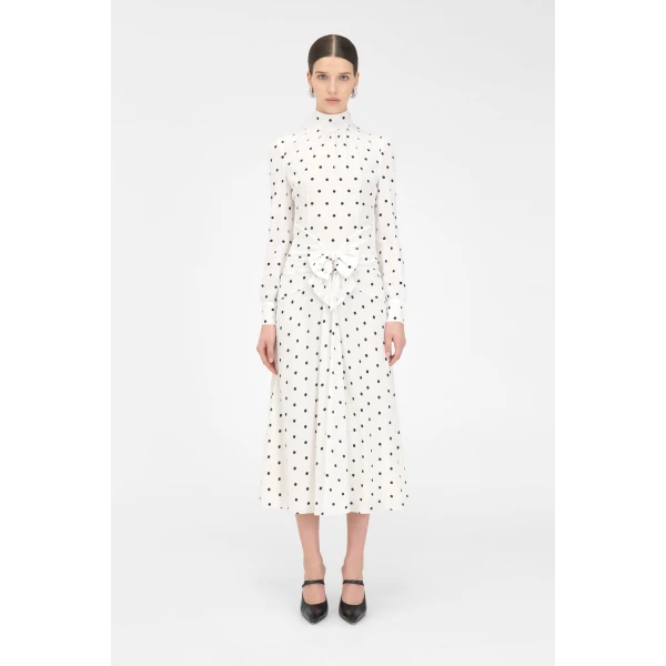 Alessandra Rich Polka Dot High Neck Dress, view 3