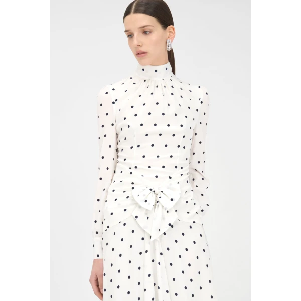 Alessandra Rich Polka Dot High Neck Dress, view 5