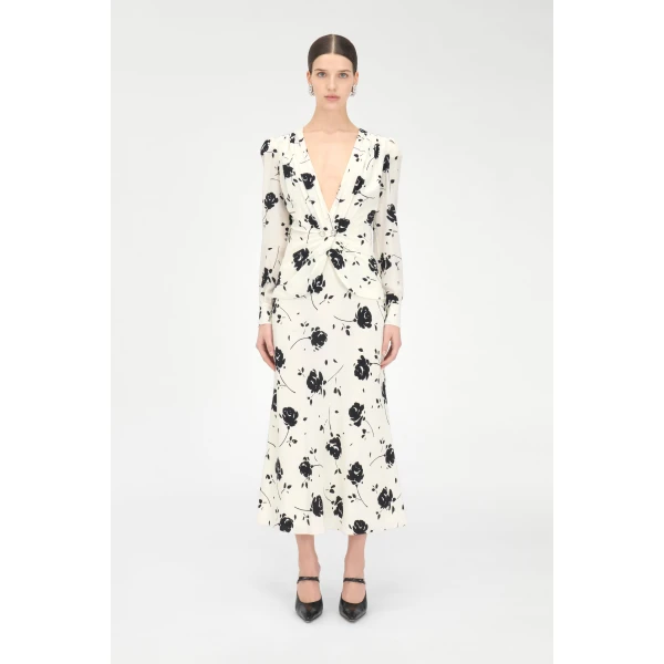 Alessandra Rich Rose Print Dress, view 3