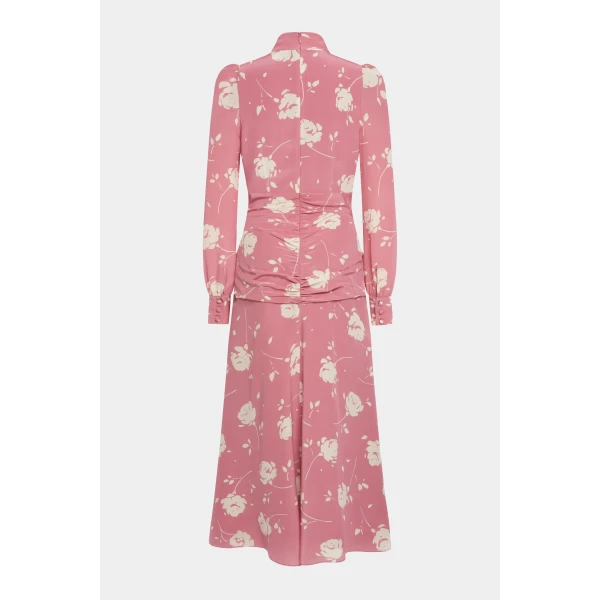 Alessandra Rich Rose Print High Neck Dress, view 2