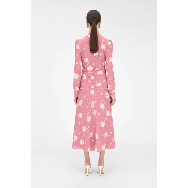 Alessandra Rich Rose Print High Neck Dress, view 4