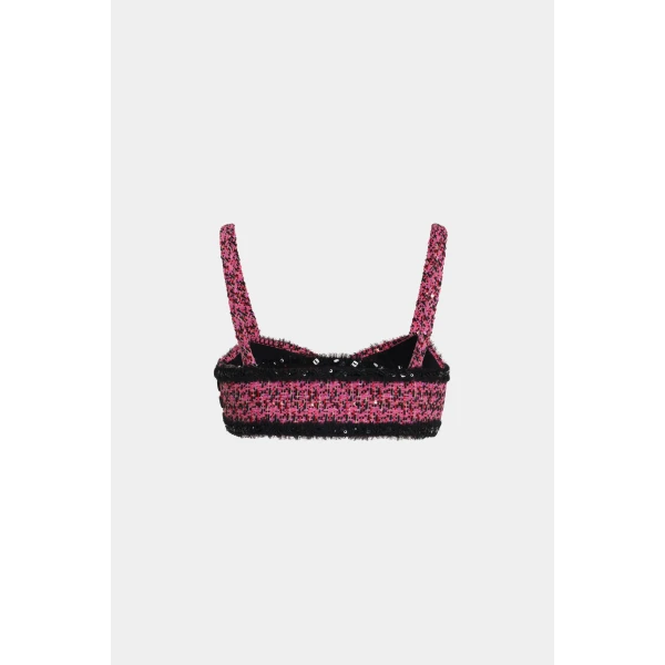 Alessandra Rich Sequin Tweed Bralette, view 2