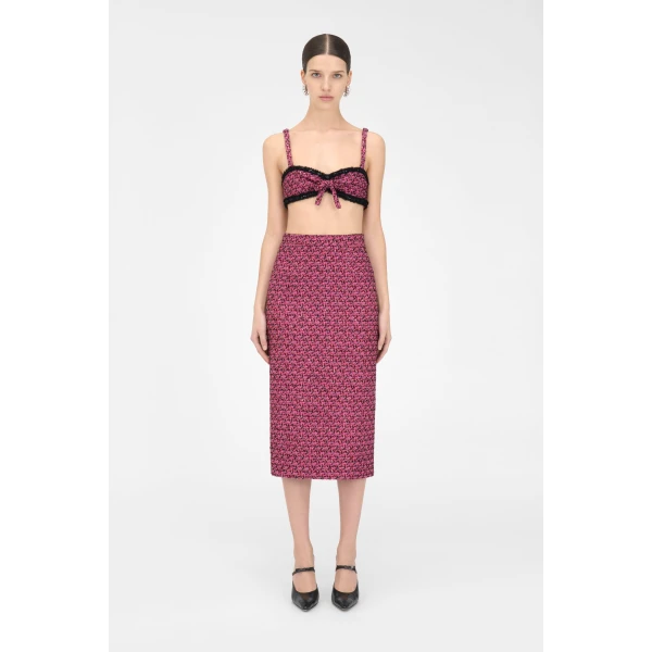 Alessandra Rich Sequin Tweed Bralette, view 3