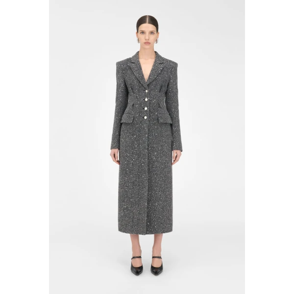 Alessandra Rich Sequin Tweed Coat, view 3