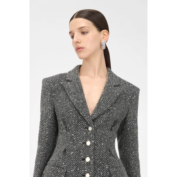 Alessandra Rich Sequin Tweed Coat, view 5