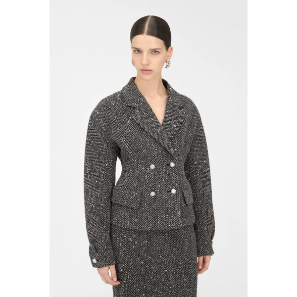 Alessandra Rich Sequin Tweed Jacket, view 5