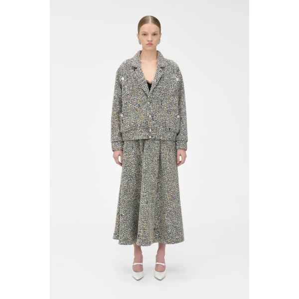 Alessandra Rich Sequin Tweed Long Skirt, view 3