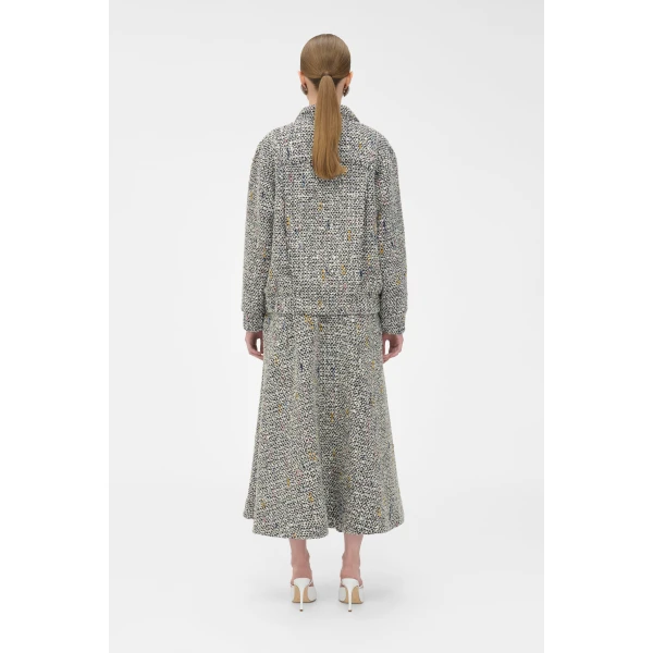 Alessandra Rich Sequin Tweed Long Skirt, view 4