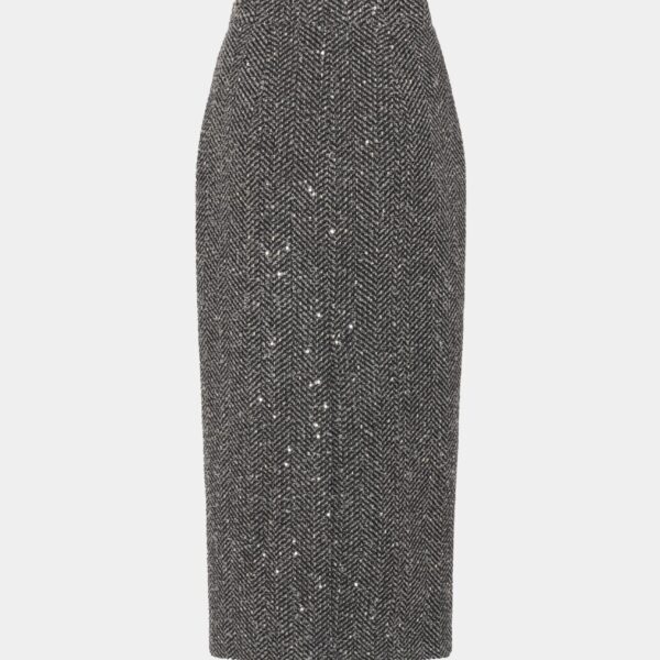 Sequin Tweed Midi Skirt